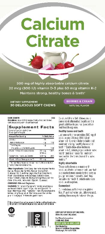 GNC Calcium Citrate Berries & Cream - supplement