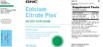 GNC Calcium Citrate Plus - supplement