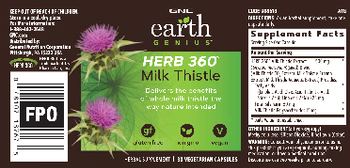 GNC Earth Genius Herb 360 Milk Thistle - herbal supplement