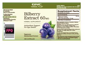 GNC Herbal Plus Bilberry Extract 60 mg - herbal supplement