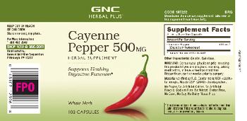 GNC Herbal Plus Cayenne Pepper 500 mg - herbal supplement