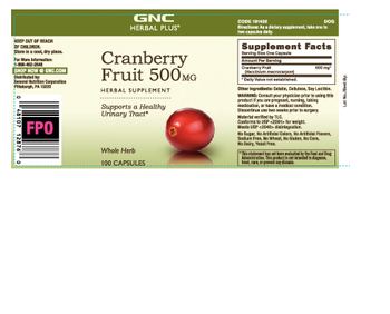 GNC Herbal Plus Cranberry Fruit 500 mg - herbal supplement