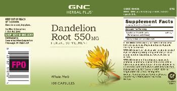 GNC Herbal Plus Dandelion Root 550 mg - herbal supplement