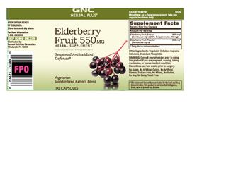 GNC Herbal Plus Elderberry Fruit 550 mg - herbal supplement