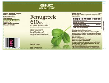 GNC Herbal Plus Fenugreek 610 mg - herbal supplement