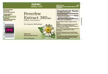 GNC Herbal Plus Feverfew Extract 380 MG - herbal supplement