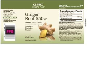 GNC Herbal Plus Ginger Root 550 mg - herbal supplement