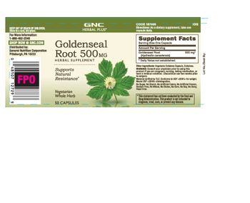 GNC Herbal Plus Goldenseal Root 500 MG - herbal supplement