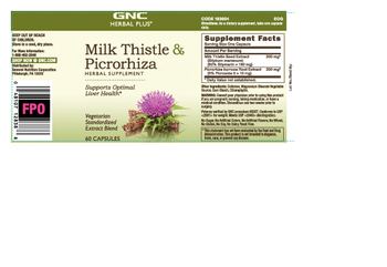 GNC Herbal Plus Milk Thistle & Picrorhiza - herbal supplement