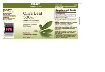 GNC Herbal Plus Olive Leaf 500 mg - herbal supplement