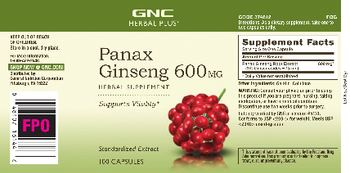 GNC Herbal Plus Panax Gisneng 600 mg - herbal supplement