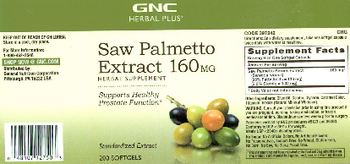 GNC Herbal Plus Saw Palmetto Extract 160 mg - herbal supplement