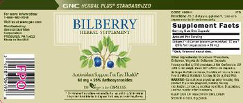 GNC Herbal Plus Standardized Bilberry - herbal supplement