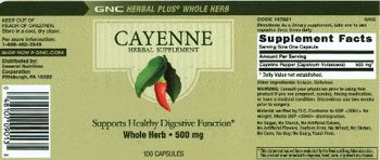 GNC Herbal Plus Standardized Cayenne - herbal supplement