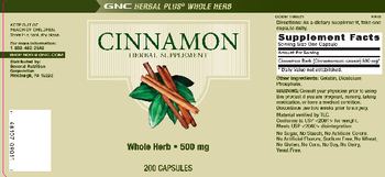 GNC Herbal Plus Standardized Cinnamon - herbal supplement