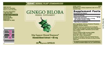 GNC Herbal Plus Standardized Ginkgo Biloba - herbal supplement