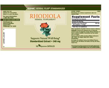 GNC Herbal Plus Standardized Rhodiola - herbal supplement