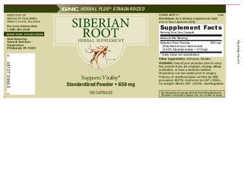 GNC Herbal Plus Standardized Siberian Root Herbal Supplement - 
