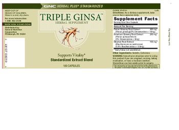 GNC Herbal Plus Standardized Triple Ginsa Herbal Supplement - 