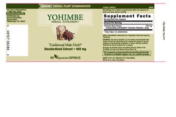 GNC Herbal Plus Standardized Yohimbe - traditional male herb