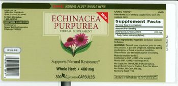 GNC Herbal Plus Whole Herb Echinacea Purpurea 400 mg - herbal supplement
