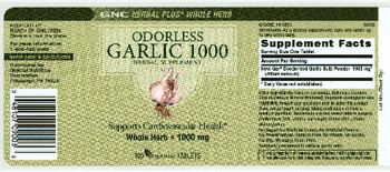 GNC Herbal Plus Whole Herb Odorless Garlic 1000 - herbal supplement