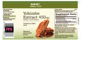 GNC Herbal Plus Yohimbe Extract 450 MG - herbal supplement