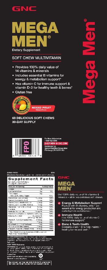 GNC Mega Men Mega Men Soft Chew Multivitamin Mixed Fruit - supplement