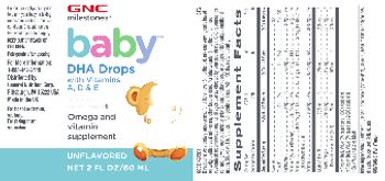 GNC Milestones Baby DHA Drops with Vitamins A, D & E Unflavored - supplement