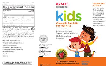 GNC Milestones Kids Chewable Probiotic For Kids 4-12 Natural Strawberry Flavor - supplement