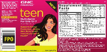 GNC Milestones Teen Multivitamin For Girls 12-17 - supplement