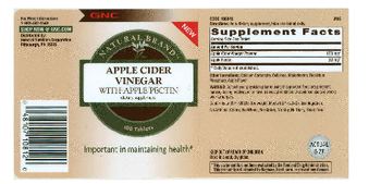 GNC Natural Brand Apple Cider Vinegar With Apple Pectin - supplement