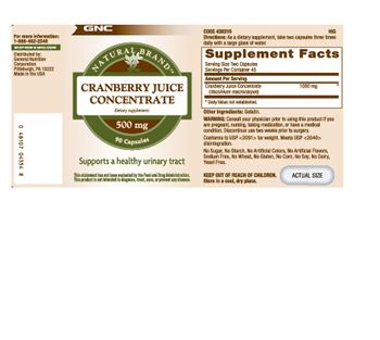 GNC Natural Brand Cranberry Juice Concentrate 500 mg - supplement