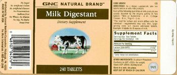 GNC Natural Brand Milk Digestant - supplement