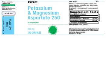 GNC Potassium & Magnesium Aspartate 250 - supplement
