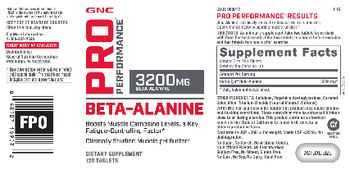 GNC Pro Perfomance Beta-Alanine 3200 mg - supplement