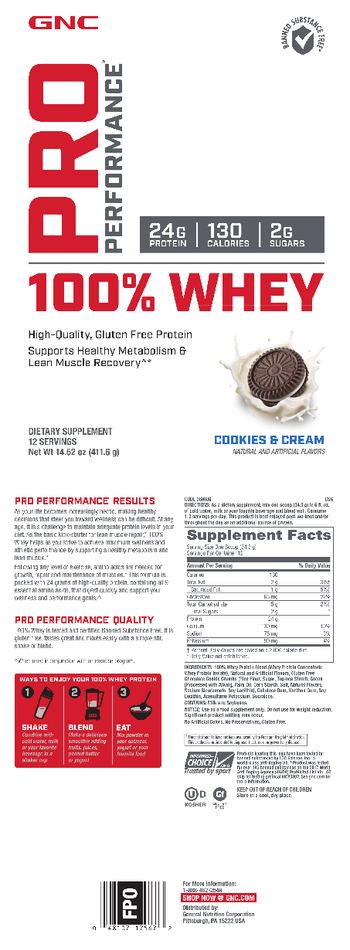 GNC Pro Performance 100% Whey Cookies & Cream - supplement