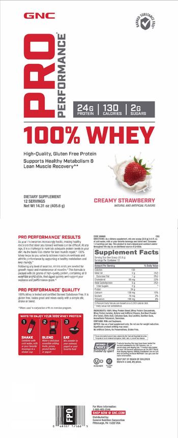 GNC Pro Performance 100% Whey Creamy Strawberry - supplement