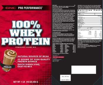 GNC Pro Performance 100% Whey Protein Powdered Drink Mix Chocolate - 