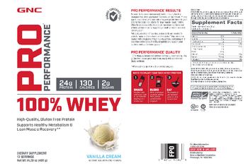 GNC Pro Performance 100% Whey Vanilla Cream - supplement