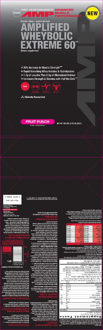GNC Pro Performance AMP Amplified Wheybolic Extreme 60 Fruit Punch - 