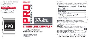 GNC Pro Performance Cirulline Complex - supplement