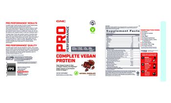 GNC Pro Performance Complete Vegan Protein Natural Chocolate - supplement