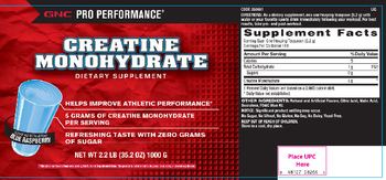 GNC Pro Performance Creatine Monohydrate Blue Raspberry - supplement