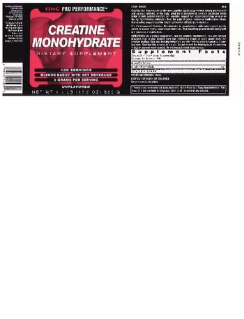 GNC Pro Performance Creatine Monohydrate Unflavored - supplement