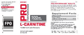 GNC Pro Performance L-Carnitine 500 mg - supplement