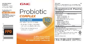 GNC Probiotic Complex Daily Need 10 Billion - supplement