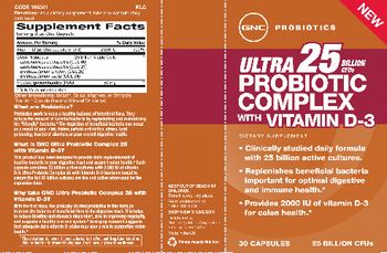 GNC Probiotics Ultra Probiotic Complex With Vitamin D-3 25 Billion CFUs - supplement