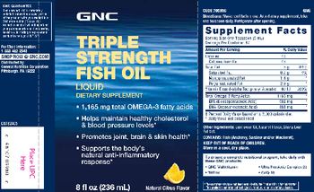 GNC Triple Strength Fish Oil Liquid Natural Citrus Flavor - supplement