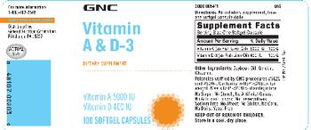 GNC Vitamin A & D-3 - supplement